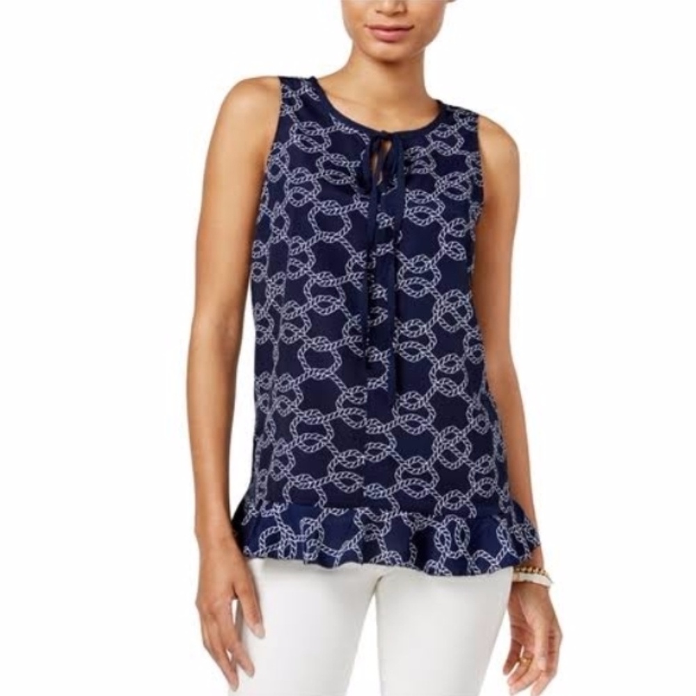 “Like New” Tommy Hilfiger Rope Printed Blouse Top